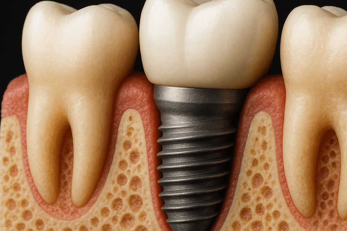 Single tooth dental implant diagram at Genesis Los Angeles